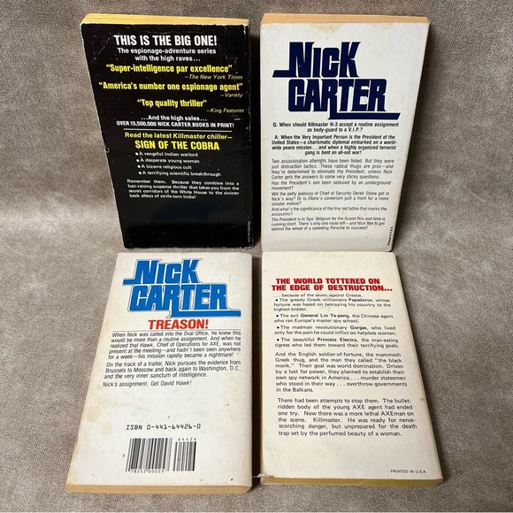 Nick Carter Set of 4 Paperpacks action adventure spy novels 1960's 70’s #4 - Picture 3 of 3